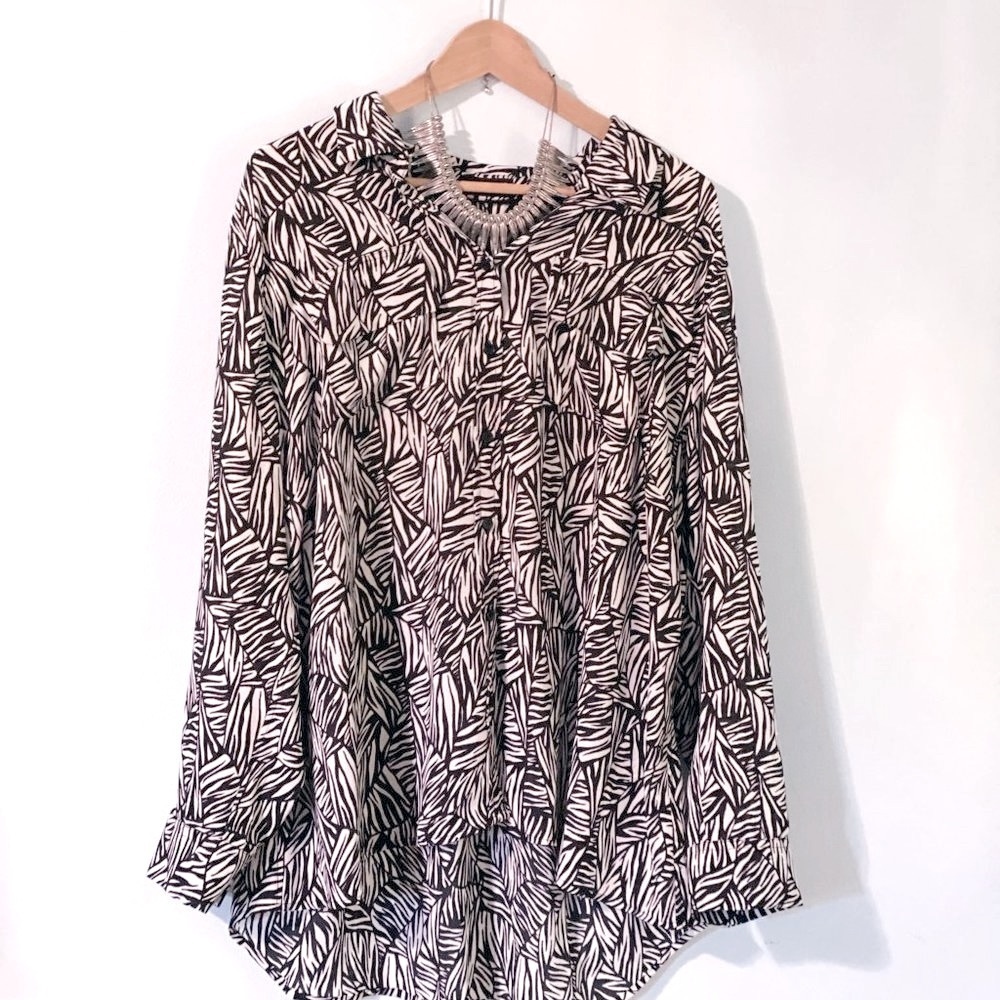 Ryan Wythe Black & White Print Button Down Blouse